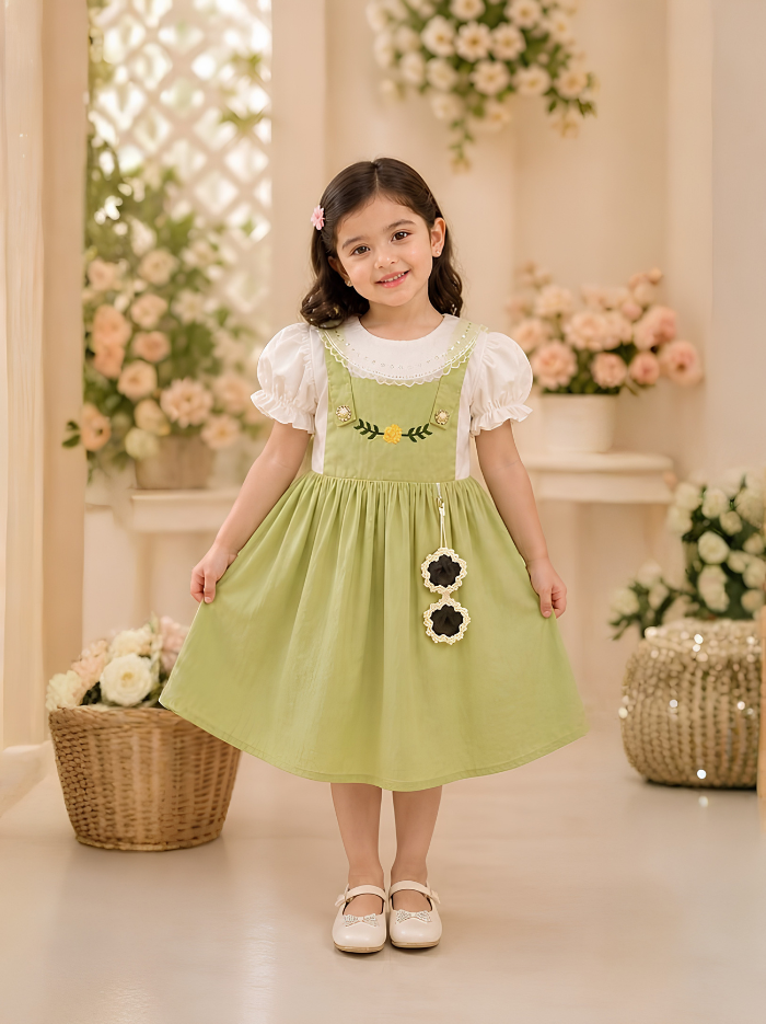Blossom Pinafore – Pistachio Green - Image 2