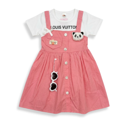 Panda Pinafore - Blush Pink